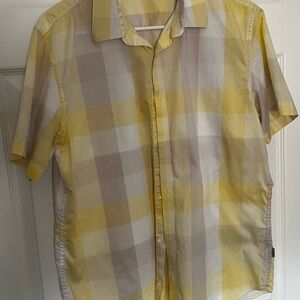 Calvin Klein Yellow and White Plaid Men's Shirt